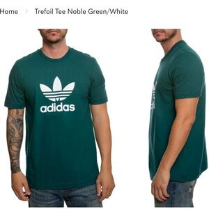Adidas Green Short Sleeve Tee White Trefoil EJ9677 L